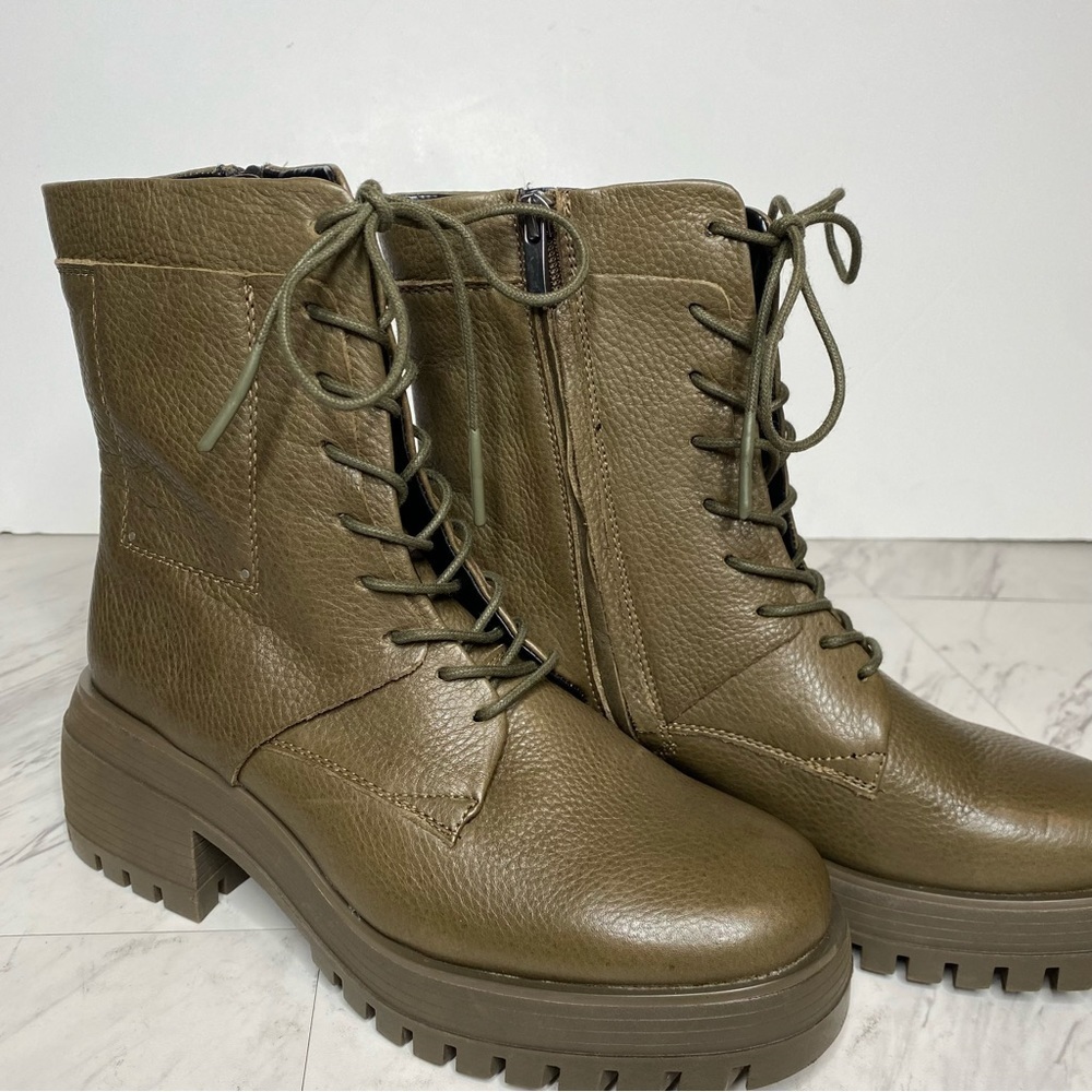 Franco Sarto Jetson Green Brown Leather Lace Up Lug Sole Boot 8 1/2 M - Picture 10 of 16
